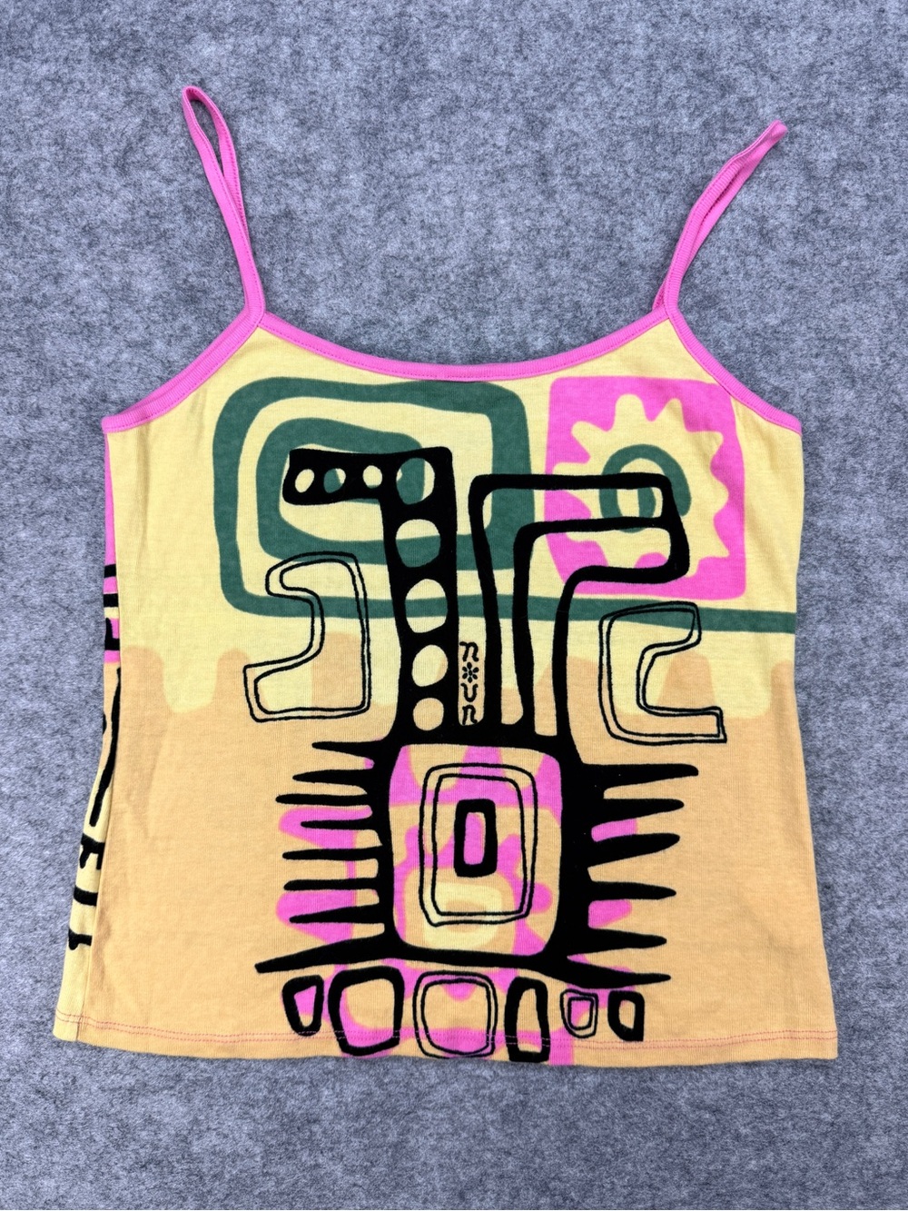 Noun Paris Y2K Graphic Spaghetti Strap Cami Cotton Made in France XL Vintage